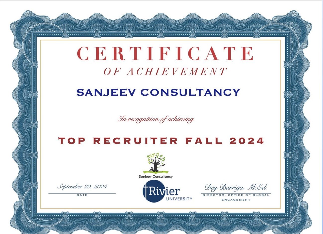 Rivier University Award